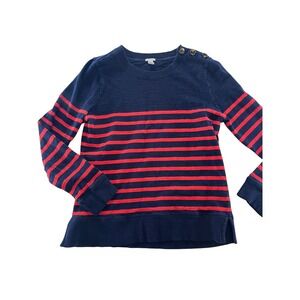 J. Crew Striped Button Shoulder‎ Long Sleeve Top Women's Size Medium